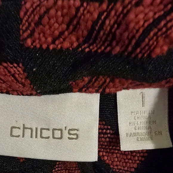 Chico's red/black chevron zip jacket, size 1 (M) - Picture 3 of 4